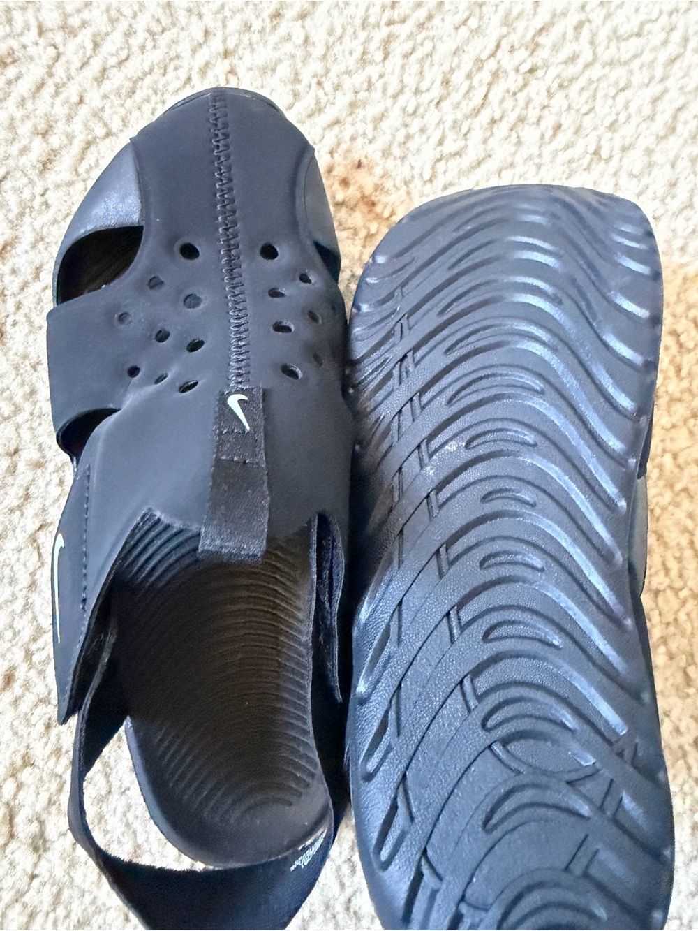 Nike Kids Black Sandal Slip-On with Ventilation